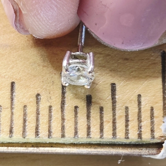 Diamond Stud Earrings  Round Natural  14KT Gold 4 Prongs Minimalist - Picture 7 of 11